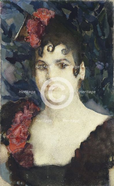 Portrait of Tatyana Lyubatovich as Carmen, 1890s. Artist: Vrubel, Mikhail Alexandrovich (1856-1910)