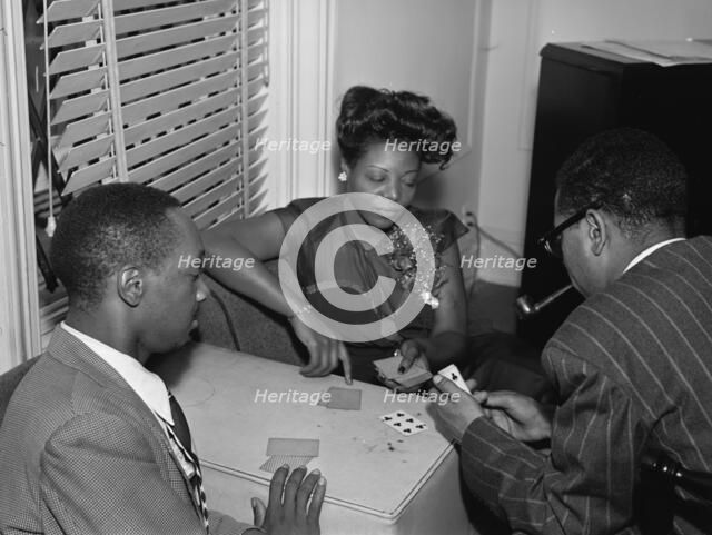 Portrait of Tadd Dameron, Mary Lou Williams, and Dizzy...Mary Lou Williams' apartment, N.Y., 1947. Creator: William Paul Gottlieb.