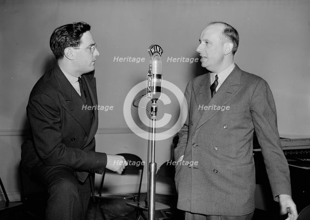 Portrait of Ted Weems and William P. Gottlieb, WINX, Washington, D.C., ca. 1940. Creator: Delia Potofsky Gottlieb.