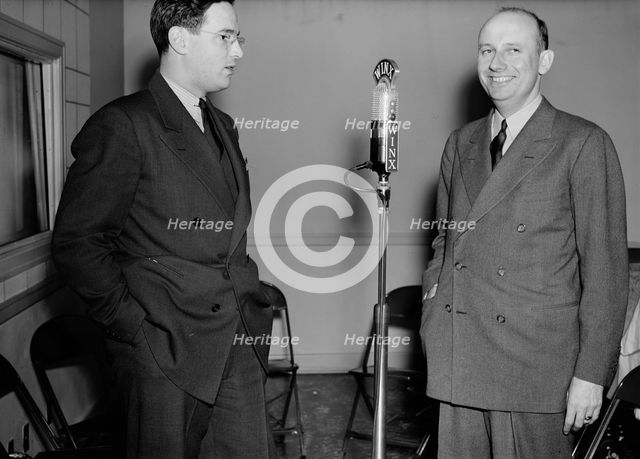 Portrait of Ted Weems and William P. Gottlieb, WINX, Washington, D.C., ca. 1940. Creator: Delia Potofsky Gottlieb.