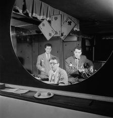 Portrait of Terry Gibbs, Harry Biss, and Bill (Buddy) De Arango, Three Deuces, N.Y., ca. June 1947. Creator: William Paul Gottlieb