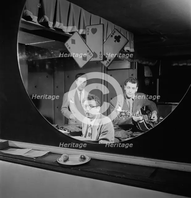 Portrait of Terry Gibbs, Harry Biss, and Bill (Buddy) De Arango, Three Deuces, N.Y., ca. June 1947. Creator: William Paul Gottlieb.