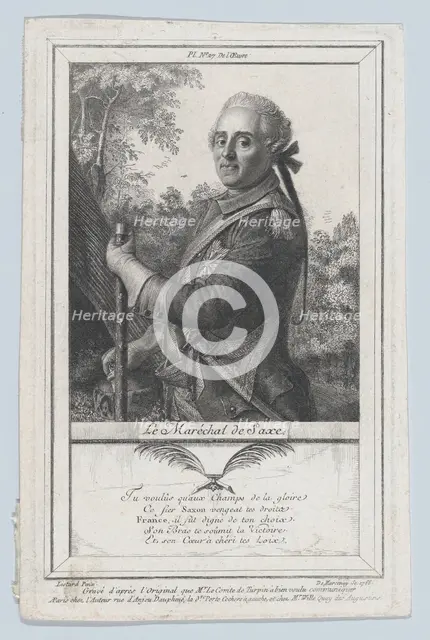Portrait of the Maréchal de Saxe, 1766. Creator: Antoine de Marcenay Ghuy.