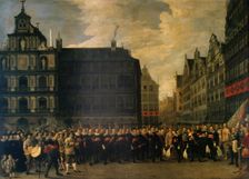 Portrait of the Members of the Guild 'Oude Voetboog' ("Old Arbalest") in Antwerp, 1643. Creator: David Teniers II