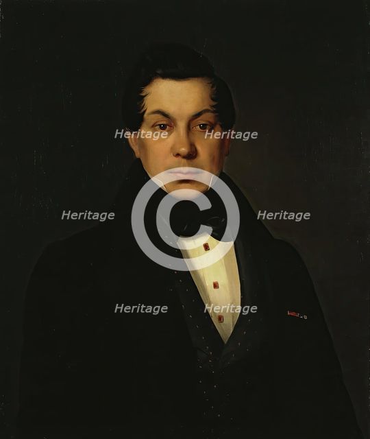 Portrait of the Merchant Ivan Zhadimerovsky, 1840. Creator: Pyotr Zakharov.