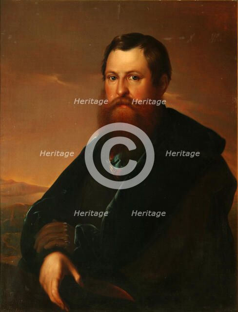 Portrait of the Merchant Pyotr Semyonovich Sapozhnikov. Artist: Zaryanko, Sergei Konstantinovich (1818-1870)