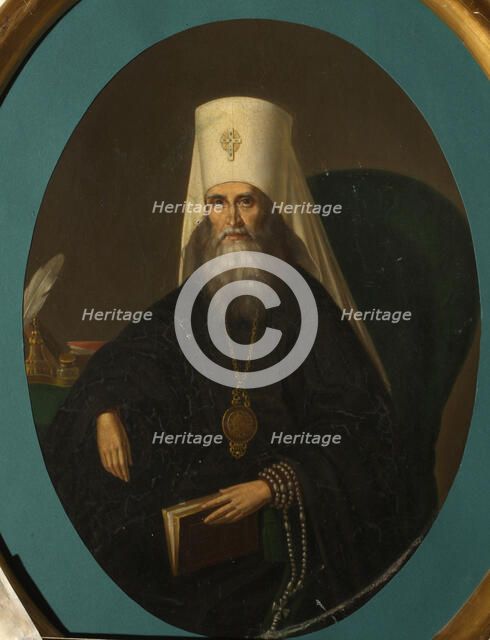 Portrait of the Metropolitan Filaret of Moscow (1782-1867), 1860s. Artist: Sprevitch, Nikolai Danilovich (1799-after 1869)