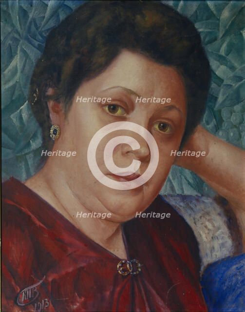 Portrait of the Opera singer Vera Petrova-Zvantseva. Artist: Petrov-Vodkin, Kuzma Sergeyevich (1878-1939)