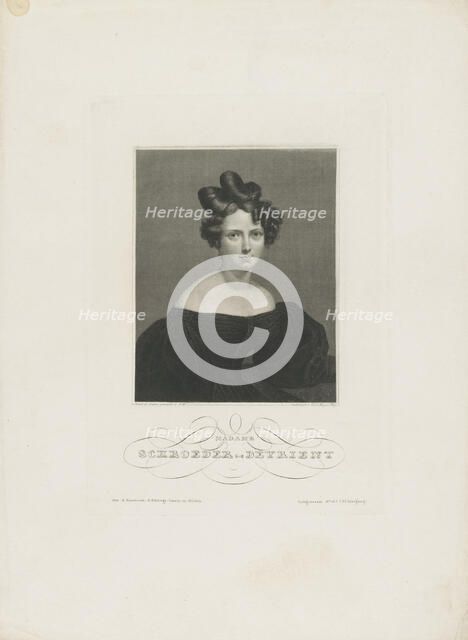 Portrait of the opera singer Wilhelmine Schröder-Devrient (1804-1860) , c. 1840. Creator: Mayer, Carl (1798-1868).