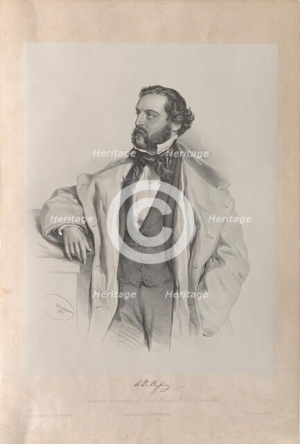 Portrait of the Opera singer Achille De Bassini (1819-1881) , 1854. Creator: Kriehuber, Josef (1800-1876).