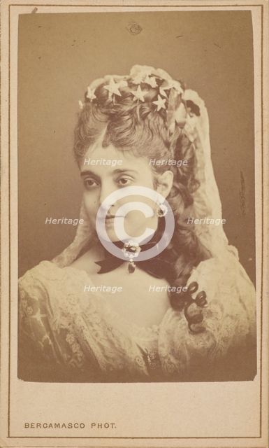 Portrait of the opera singer Adelina Patti (1843-1919), 1870-1875. Creator: Bergamasco, Charles (Karl) (1830-1896).