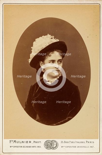 Portrait of the opera singer Anna de Belocca, née de Bellokh, 1863. Creator: Mulnier, Ferdinand (1817-1891).
