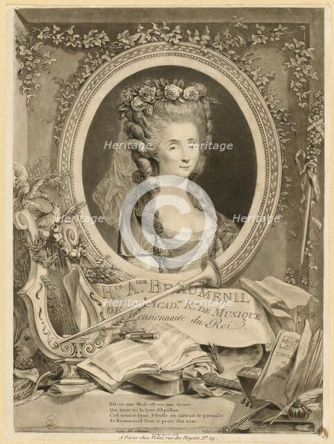 Portrait of the opera singer and composer Mademoiselle Beaumesnil, 2nd Half of the 18th cen. Creator: Vidal, Gérard (1742-1801).