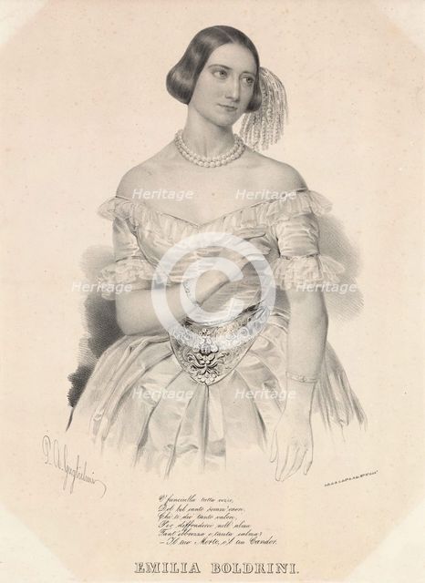 Portrait of the opera singer Emilia Boldrini, 1842. Creator: Guglielmi, Pedro Augusto (1811-1854).