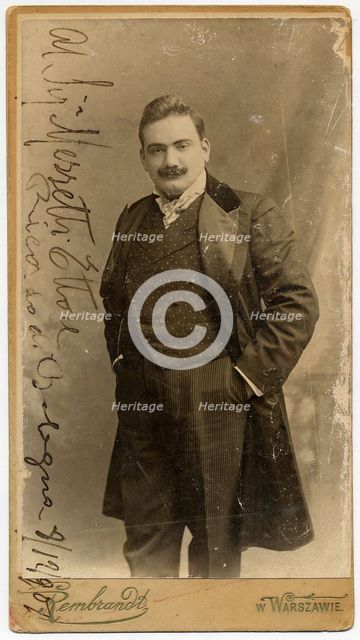 Portrait of the opera singer Enrico Caruso (1873-1921), 1900s. Creator: Photo studio Rembrandt, Warsaw.