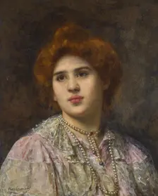 Portrait of the opera singer Félia Litvinne (1860-1936). Creator: Harlamov (Harlamoff), Alexei Alexeyevich (1840-1922)