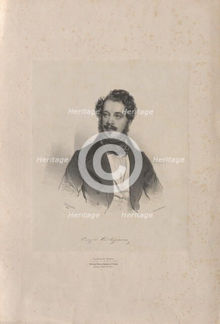 Portrait of the Opera singer Giovanni Orazio Cartagenova (1800-1841) , 1838. Creator: Kriehuber, Josef (1800-1876).