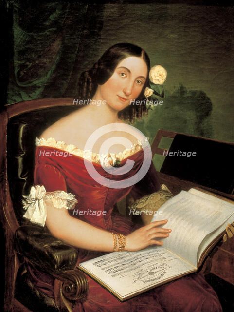 Portrait of the opera singer Giuseppina Strepponi (1815-1897), second wife of Giuseppe Verdi, 1842. Creator: Anonymous.