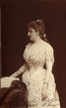 Portrait of the opera singer Maria Pavlovna Benardaki (1855-1913), née Leybrock, 1880s