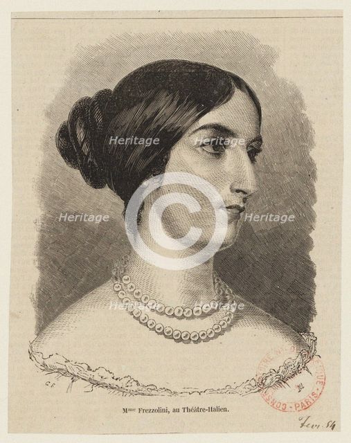 Portrait of the operatic soprano Erminia Frezzolini (1818-1884), 1840s.