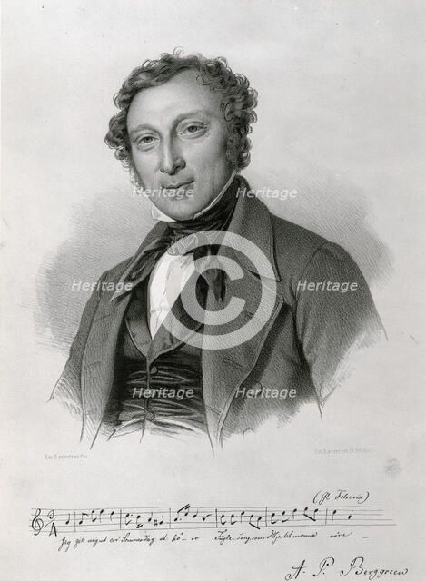 Portrait of the organist and composer Andreas Peter Berggreen (1801-1880), c. 1837. Creator: Baerentzen, Emilius Ditlev (1799-1868).