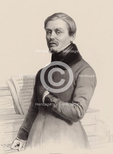 Portrait of the organist and composer Hippolyte Monpou (1804-1841) , 1841. Creator: Alophe, Marie-Alexandre Menut (1812-1883).