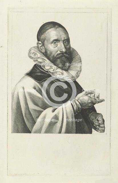 Portrait of the organist and composer Jan Pieterszoon Sweelinck (1561-1621), 1624. Creator: Muller, Jan Harmensz. (1571-1628).