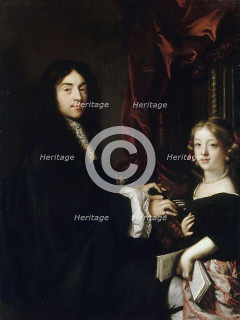 Portrait of the Organist Charles Couperin (1638-1678) with the Daughter. Artist: Lefèbvre, Claude (1632-1675)