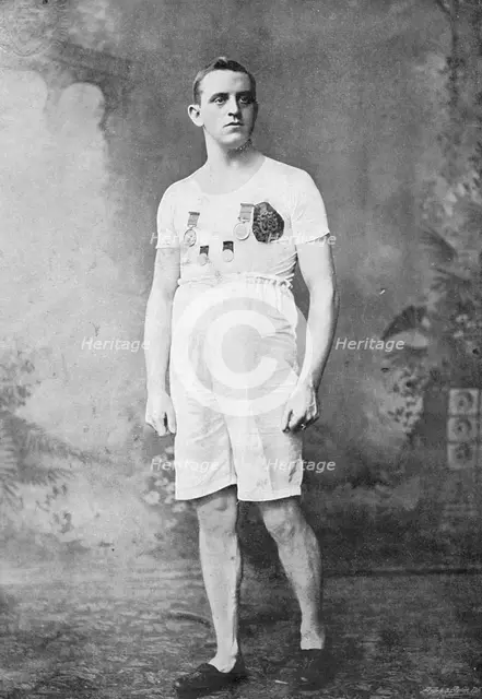Portrait of the athlete CA Bradley, 1896.  Creator: Sellman & Co.