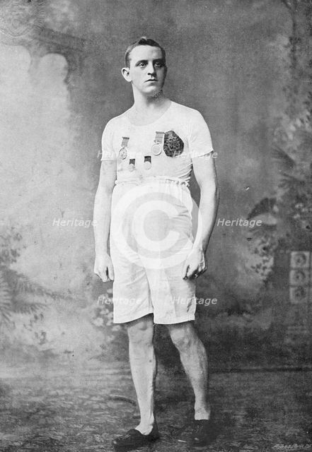 Portrait of the athlete CA Bradley, 1896.  Creator: Sellman & Co.