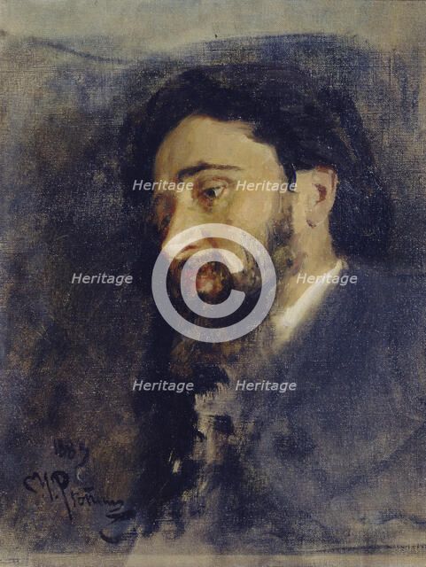 Portrait of the author Vsevolod M. Garshin (1855-1888), 1883. Artist: Repin, Ilya Yefimovich (1844-1930)