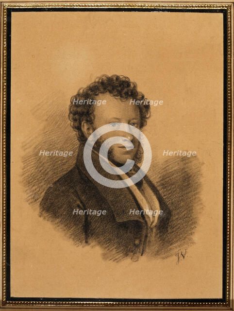 Portrait of the author Alexander S. Pushkin (1799-1837), 1827. Artist: Vivien, Joseph (1793-1852)