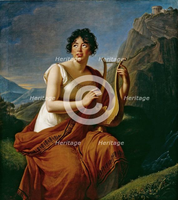 Portrait of the author Baronne Anne Louise Germaine de Staël (1766-1817) as Corinne on Cape Misenum,