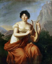Portrait of the author Baronne Anne Louise Germaine de Staël (1766-1817) as Corinne, 1807. Creator: Vigée Le Brun, Louise Élisabeth (1755-1842)