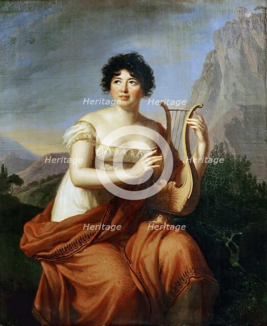 Portrait of the author Baronne Anne Louise Germaine de Staël (1766-1817) as Corinne, 1807. Creator: Vigée Le Brun, Louise Élisabeth (1755-1842).