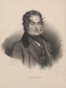 Portrait of the author Charles Nodier (1780-1877), 1830. Creator: Delpech, François Séraphin (1778-1825)
