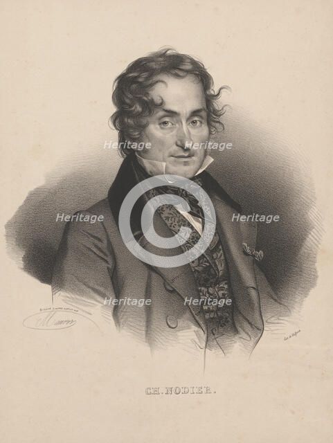 Portrait of the author Charles Nodier (1780-1877), 1830. Creator: Delpech, François Séraphin (1778-1825).