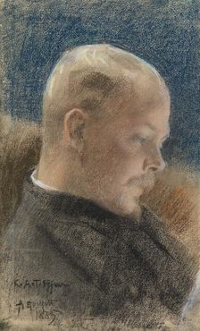 Portrait of the Author Karl A. Tavaststjerna (Portrait of Karl A.Tavaststjerna the Writer), 1885. Creator: Albert Edelfelt