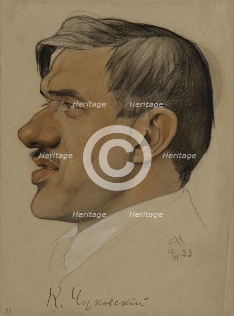 Portrait of the author Korney I. Chukovsky (1882-1969), 1923. Artist: Andreev, Nikolai Andreevich (1873-1932)