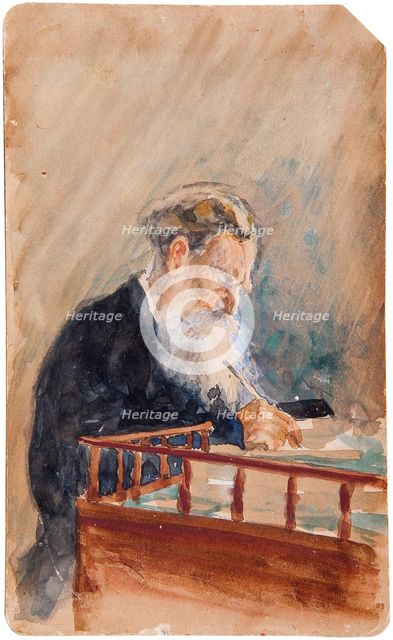 Portrait of the author Leo N. Tolstoy (1828-1910), 1900s. Artist: Repin, Ilya Yefimovich (1844-1930)