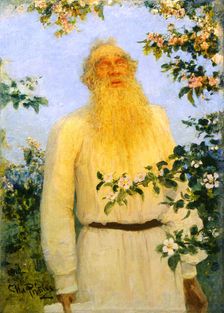Portrait of the author Leo N Tolstoy 1912. Artist: Il'ya Repin