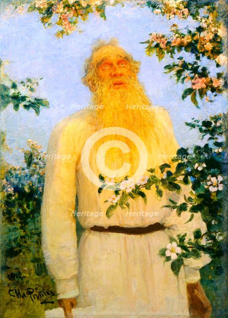 'Portrait of the author Leo N Tolstoy', 1912.  Artist: Il'ya Repin