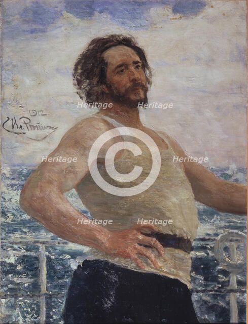 Portrait of the author Leonid Andreyev (1871-1919), 1912. Artist: Repin, Ilya Yefimovich (1844-1930)