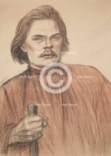 Portrait of the author Maxim Gorky (1868-1939), 1905. Creator: Steinlen, Théophile Alexandre (1859-1923).
