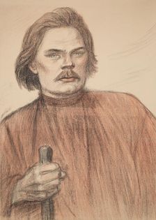 Portrait of the author Maxim Gorky (1868-1939), 1905. Creator: Steinlen, Théophile Alexandre (1859-1923)