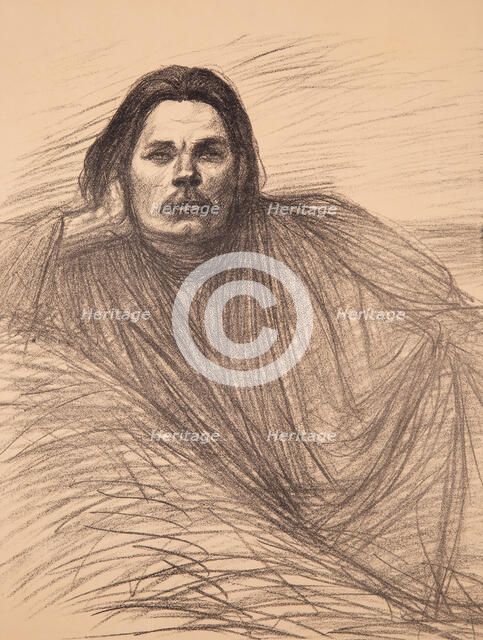 Portrait of the author Maxim Gorky (1868-1939), ca 1894. Creator: Steinlen, Théophile Alexandre (1859-1923).