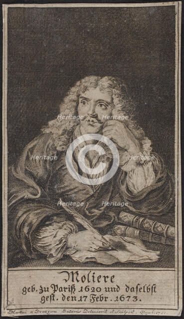 Portrait of the author Moliére (1622-1673), 1751. Creator: Anonymous.