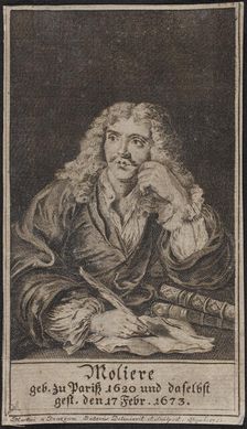 Portrait of the author Moliére (1622-1673), 1751. Creator: Anonymous