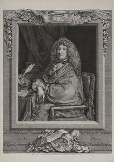 Portrait of the author Moliére (1622-1673), 1774. Creator: Beauvarlet, Jacques Firmin (1731-1797)
