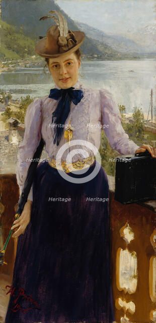 Portrait of the author Natalia Borísovna Nordman-Severova (1863-1914), 1900. Creator: Repin, Ilya Yefimovich (1844-1930).